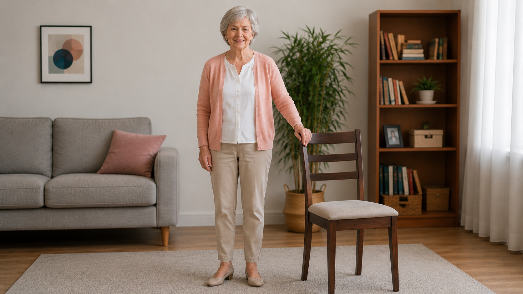 Adulte senior en tenue de sport assis sur une chaise